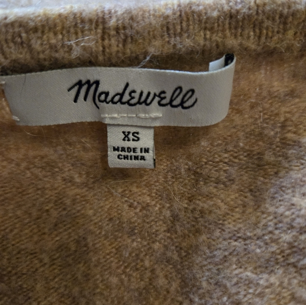 Madewell Cardigan Sweater Womens XS Mauve Wool Blend Oversized Long Slv Marble - Picture 7 of 9